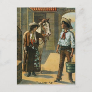 Carte Postale western cowboys cheval man country poster vintage