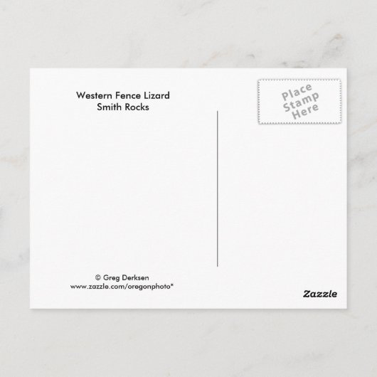 Carte Postale Western Fence Lizard (Dos)