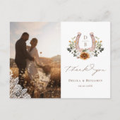 Carte Postale Western Lace Horseshoe Coeur Script Mariage Photo (Devant)