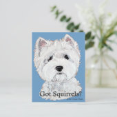 Carte Postale Westie a des écureuils ? (Debout devant)