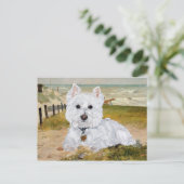 Carte Postale Westie à la Plage (Debout devant)