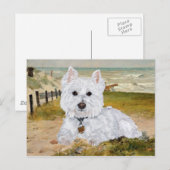 Carte Postale Westie à la Plage (Devant / Derrière)