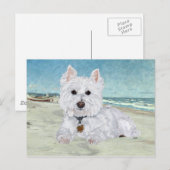 Carte Postale Westie à la plage (Devant / Derrière)