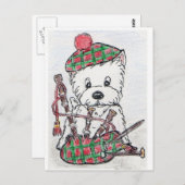 Carte Postale Westie Bagpipes (Devant / Derrière)