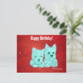 Carte postale Westie Happy Birthday (Debout devant)