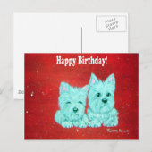 Carte postale Westie Happy Birthday (Devant / Derrière)