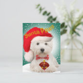 Carte postale Westie Père Noël Paws (Debout devant)