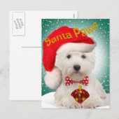 Carte postale Westie Père Noël Paws (Devant / Derrière)