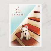 Carte Postale Westie Puppy On Step Missing You ! n° 2 (Devant)