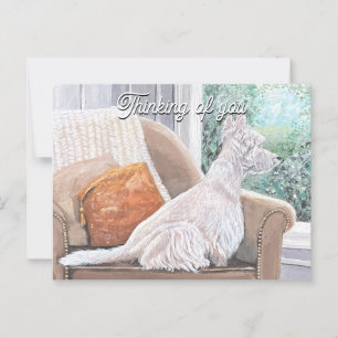 Carte Postale Westie regardant par une fenêtre