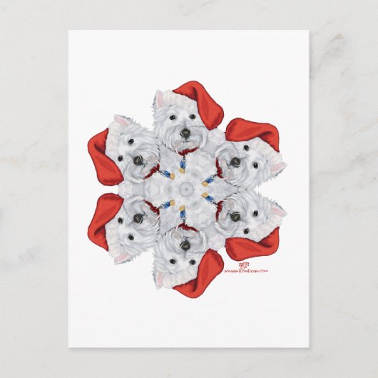 Carte Postale Westie Snowflake (Devant)