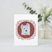 Carte Postale Westie sur Tartan (Debout devant)