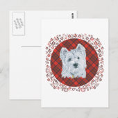 Carte Postale Westie sur Tartan (Devant / Derrière)