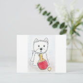 CARTE POSTALE WESTIE TABLE TENNIS (Debout devant)