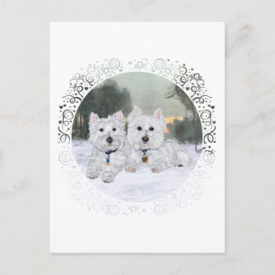 Carte Postale Westies en hiver