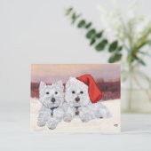 Carte Postale Westies en Hiver (Debout devant)