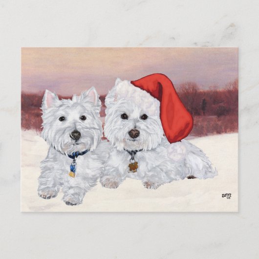 Carte Postale Westies en Hiver (Devant)