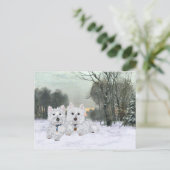 Carte Postale Westies en hiver (Debout devant)