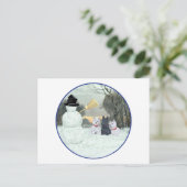 Carte Postale Westies & Scotty avec Snowman (Debout devant)