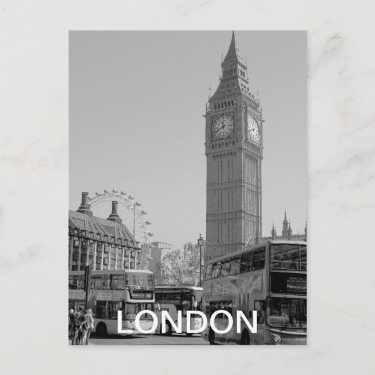 Carte postale Westminster London en noir et blanc (Devant)