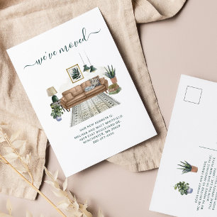 Carte Postale We've Moved Chic Living Room Moving Announcement