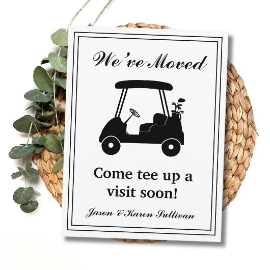 Carte Postale We've Moved Elegant Golf Cart Silhouette New Home