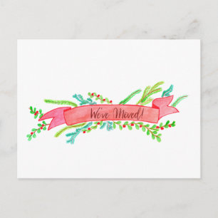 Carte Postale We've Moved/New Address , watercolor Christmas