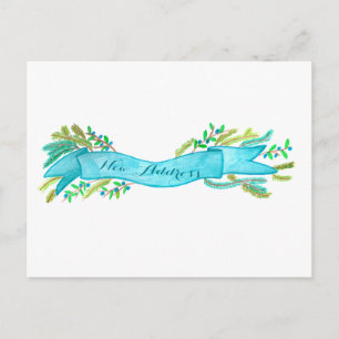 Carte Postale We've Moved/New Address , watercolor Christmas