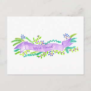 Carte Postale We've Moved/New Address , watercolor Christmas