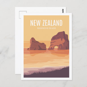 Carte Postale Wharariki Beach Nouvelle-Zélande Illustration de v