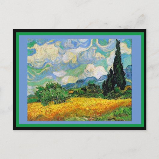 Carte Postale Wheatfield avec Cyprès, Van Gogh, (Devant)