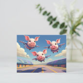 Carte Postale When Pigs Fly Funny Pigs Airport (Debout devant)