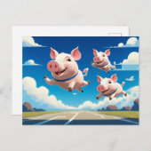 Carte Postale When Pigs Fly Funny Winged Pigs (Devant / Derrière)