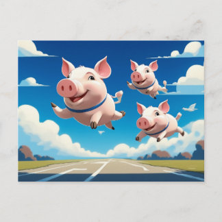 Carte Postale When Pigs Fly Funny Winged Pigs