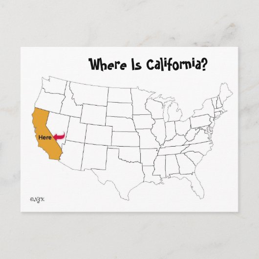 Carte Postale Where Is California? (Devant)