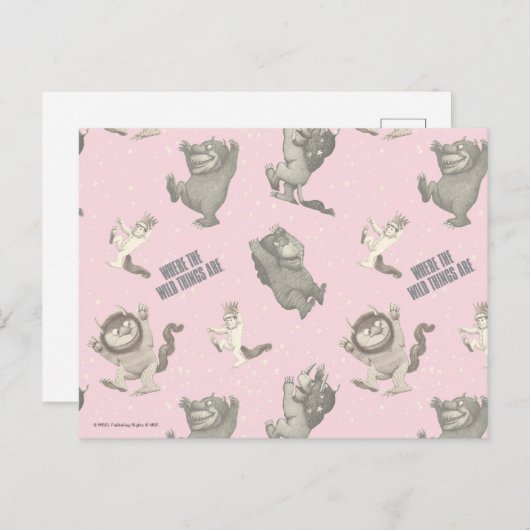Carte Postale Where the Wild Things Are Pink Star Pattern (Devant / Derrière)