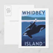 Carte Postale Whidbey Island, Washington Orca et Calf (Devant / Derrière)