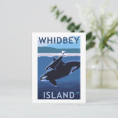 Carte Postale Whidbey Island, Washington Orca et Calf (Debout devant)