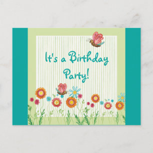 Carte Postale Whimsey Fleurs Fille Invitation de fête d'annivers