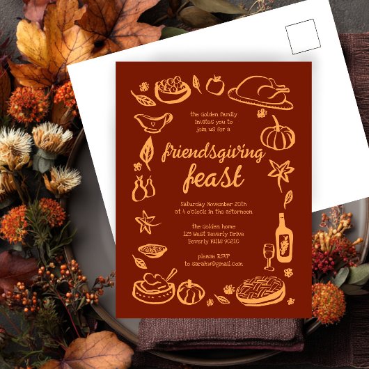 Carte Postale Whimsgiving Friendsgiving Dîner sur mesure