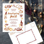Carte Postale Whimsgiving Friendsgiving Dîner sur mesure<br><div class="desc">Carte postale parfaite pour une invitation amusante à dîner d'automne! L'art fait main pour vous ! Parfait pour des vacances Thanksgiving, Friendsgiving, automne, dîner ou autre événement. ENTIÈREMENT PERSONNALISABLE ! Cliquez sur "Personnaliser" ci-dessus pour modifier le texte à l'avant et à l'arrière. Cliquez sur "modifier à l'aide de l'outil de...</div>