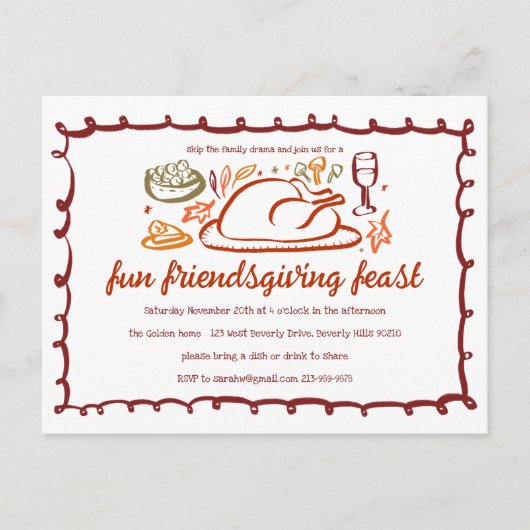 Carte Postale Whimsgiving Friendsgiving Dîner sur mesure (Devant)