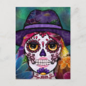 Carte Postale Whimsical Abstract Floral Hippie Sugar Skull (Devant)