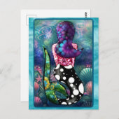 Carte Postale Whimsical Abstract Mermaid Nautical Teal Seashells (Devant / Derrière)