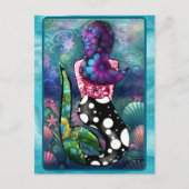 Carte Postale Whimsical Abstract Mermaid Nautical Teal Seashells (Devant)