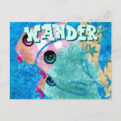 Carte Postale Whimsical Abstrait Fish Trio bleu Personnalisé (Devant)