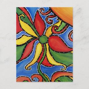 Carte postale Whimsical Abstrait Flower Colorful A