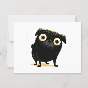 Carte Postale Whimsical Black Big Eyed Carlin
