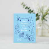 Carte postale Whimsical Blue Christmas Scene (Debout devant)