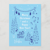 Carte postale Whimsical Blue Christmas Scene (Devant)